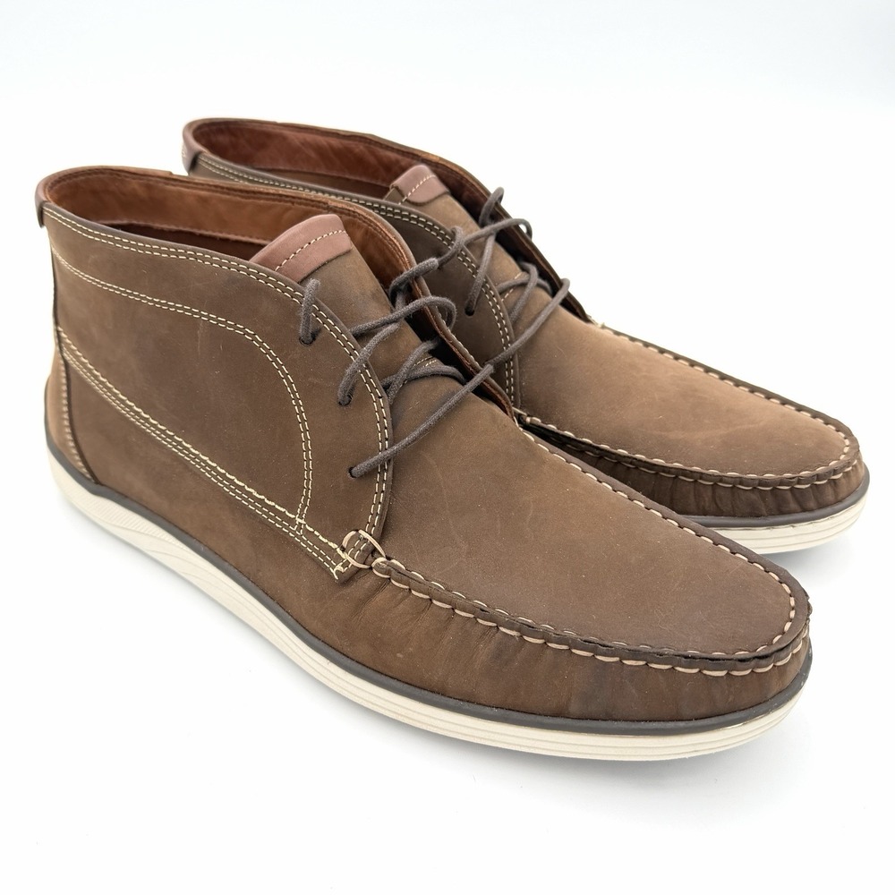 Size 10 - Johnston & Murphy Emmett Moc Toe‎ Boot - Tan Oiled Full Grain Leather